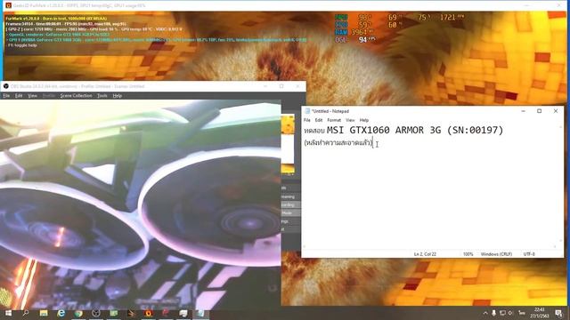 GTX1060 ARMOR 3G รันFurMark смотреть онлайн
