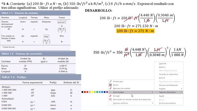 *1-4. Convierta: (a) 200 lb ∙ ft a N ∙ m, (b) 350 lb/ft3 a kN/m3, (c) 8 ft/h a mm/s. Exprese el res смотреть онлайн