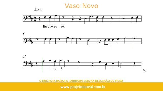 Vaso Novo - Clássicos do Gospel - Partitura para Trombone (COVER) - GRÁTIS смотреть онлайн