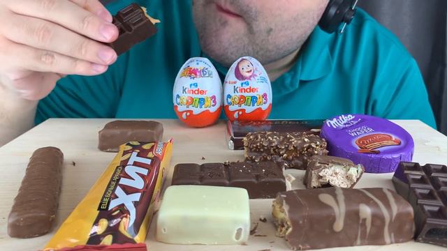 ASMR EATING CHOCOLATE (CANDY CHOCOLATE BARS, KINDER SURPRISE, MILKA) MUKBANG 먹방 EATING SOUNDS смотреть онлайн