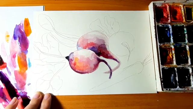 Как рисовать свеклу. ) Натюрморт. / Овощи. смотреть онлайн