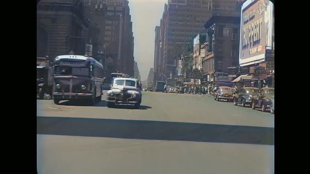 New York 1945 In Color [60fps, Remastered] W Added Sound