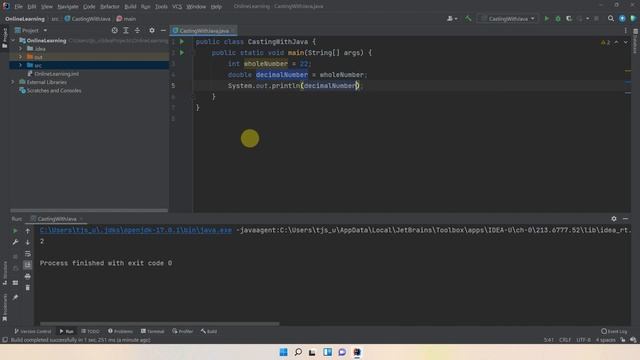 Lesson 5 Programming with Java with IntelliJ Idea: Casting Data Types смотреть онлайн