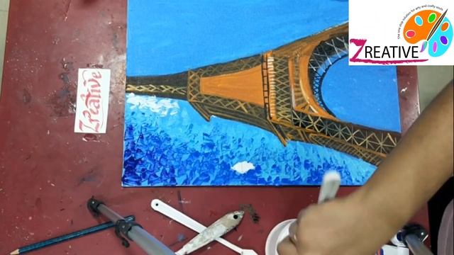 KNIFE PAINTING FOR BEGINNERS! PALETTE KNIFE PAINTING TUTORIAL EIFFEL TOWER PARIS смотреть онлайн