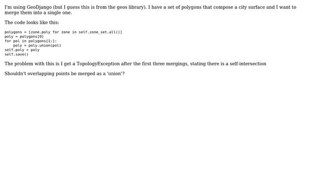 GIS: GEOS_ERROR: TopologyException: Input geom 1 is invalid: Self-intersection at or near point смотреть онлайн