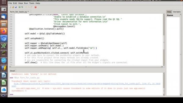 CSC-121, Graphical Python Programming, Creating a Data-Mapped Dialog w/ PyQt5, Python & QSql: Part