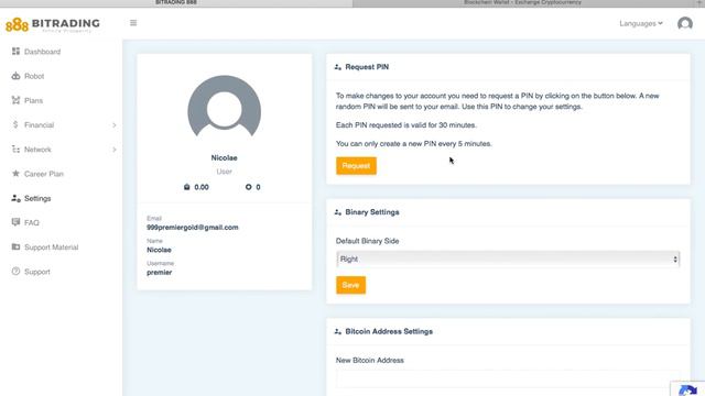 BITRADING888. ПОЛУЧЕНИЕ PIN И НАСТРОЙКА КОШЕЛЬКА. ИНВЕСТИЦИИ. ТРЕЙДИНВЕСТ. ЗАРАБОТОК.