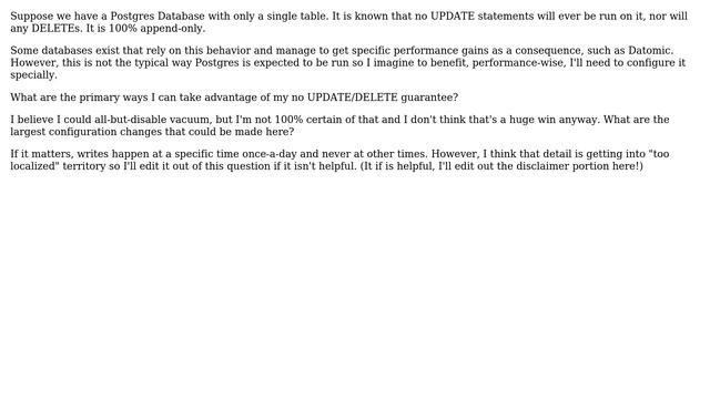 Databases: What performance advantages does append-only postgres allow? смотреть онлайн