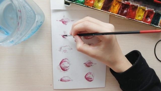 Как рисовать губы. Рисую акварелью поэтапно. смотреть онлайн