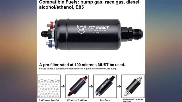 EVIL ENERGY External Fuel Pump 300LPH High Flow 12V 145psi Universal Fit for AN10 review смотреть онлайн