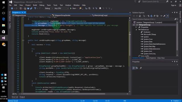 How to send message to a Telegram group in C# смотреть онлайн