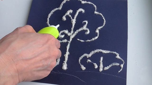 Аппликация без ножниц "Зимние деревья" смотреть онлайн