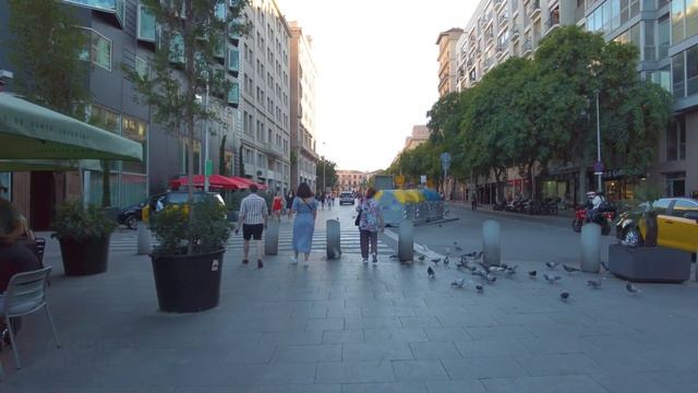 Barcelona La Ribera Old Town Summer Walk in Catalonia, Spain смотреть онлайн