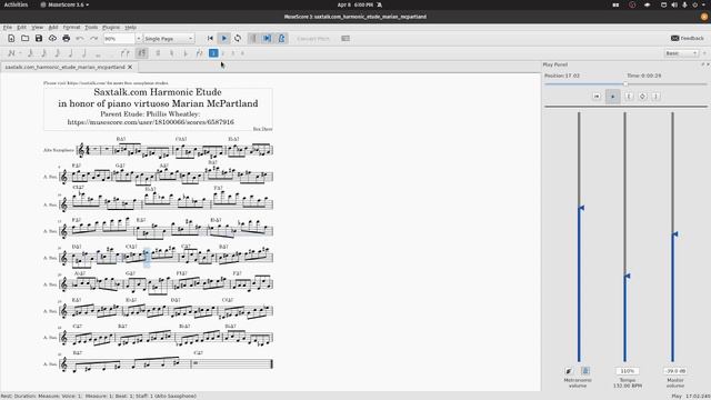 Saxtalk.com Saxophone Etude in Honor of Piano Virtuoso Mrs. Marian McPartland смотреть онлайн
