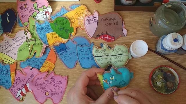 ТЕКСТИЛЬНЫЙ КОТИК с надписью/ РОСПИСЬ МОРДОЧКИ смотреть онлайн