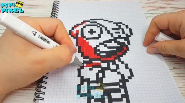 НОВОГОДНИЙ ЛЕОН из ИГРЫ BRAWL STARS РИСУНКИ ПО КЛЕТОЧКАМ -PIXEL ART