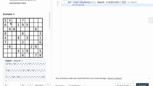 LEETCODE 36 VALID SUDOKU PYTHON смотреть онлайн