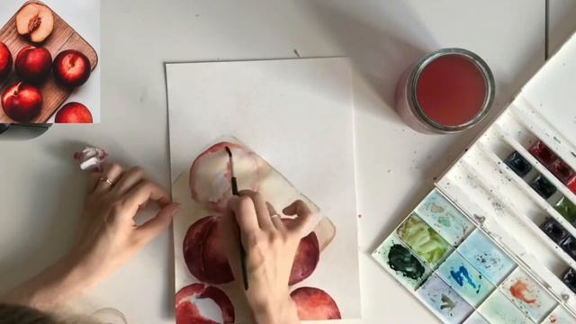 ПЕРСИКИ АКВАРЕЛЬЮ / Пошаговый урок рисования акварелью смотреть онлайн