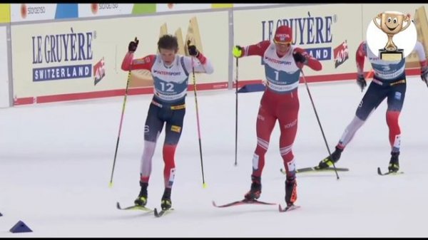 Klaebo broke Bolshunov's ski pole!!! Клебо сломал лыжную палку Большунова!!!