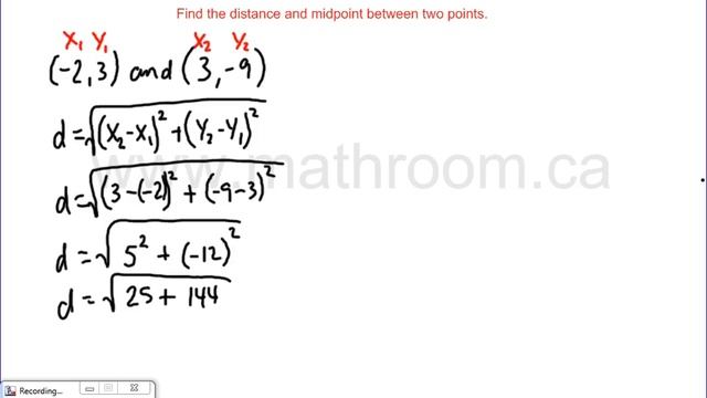 Find the distance and midpoint between two points смотреть онлайн