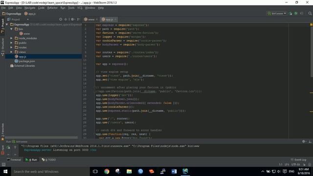 Node.js Framework: create app with Express.js (JetBrains Webstorm) смотреть онлайн