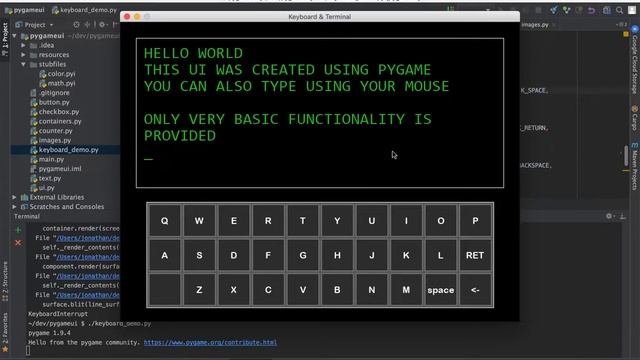 Pygame demo #1: Keyboard & Terminal смотреть онлайн