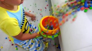 Bad Baby Steals Candy in Pool - Learn colors & Johny Johny Yes Papa Song for kids