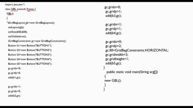 GridBagLayout in Advanced Java|Program for GridBagLayout in Advanced java смотреть онлайн