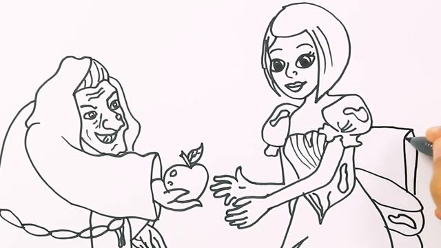 Белоснежка и ведьма Рисование и Раскраски смотреть онлайн