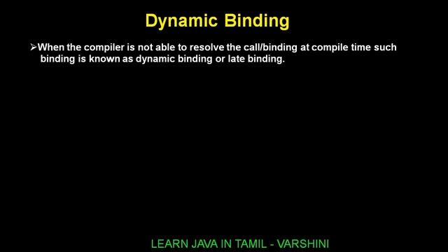 9# Static Binding / Dynamic Binding in Java Tamil смотреть онлайн