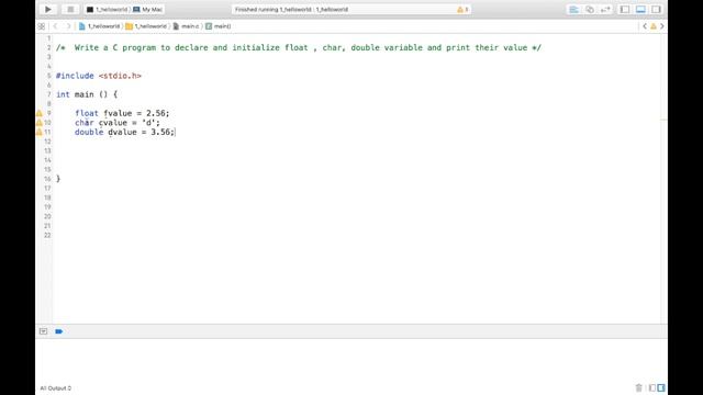 Learn C Programming by examples- declare and initialize float , char, double variable смотреть онлайн