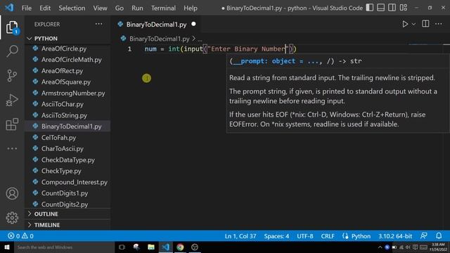 Python program to convert binary to decimal number смотреть онлайн
