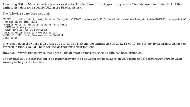 How to write an SQL query for SQLite Manager for Firefox places.sqlite? смотреть онлайн