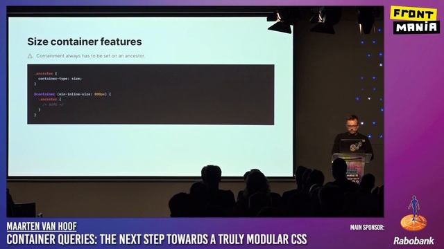 Frontmania 2022: Maarten Van Hoof - Container Queries: The next step towards a truly modular CSS смотреть онлайн