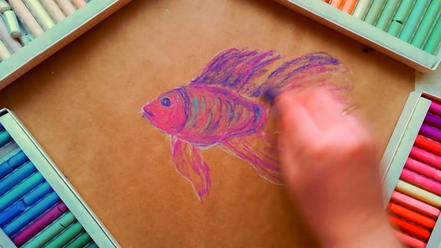 Как нарисовать красивую БОЙЦОВУЮ РЫБКУ ПЕТУШОК пастелью | Простой и быстрый урок рисования смотреть онлайн