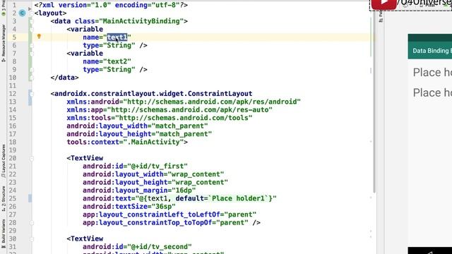 Android Data Binding-2 | Creating Binding Layout & Binding Static Data | U4Universe смотреть онлайн