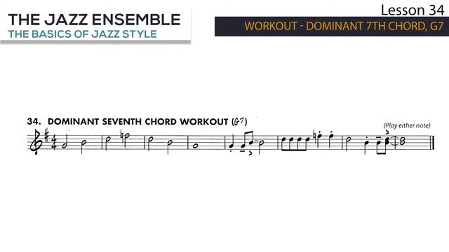 The basics of jazz style - Lesson 34 - Workout- Dominant 7th Chord, G7 смотреть онлайн