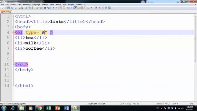 13- ordered list in html with its attribute type, start, style numbers, letters, and roman numbers смотреть онлайн