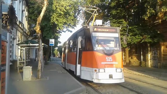 (Краснодар) Трамвайный Маршрут N-4. борт 525. смотреть онлайн