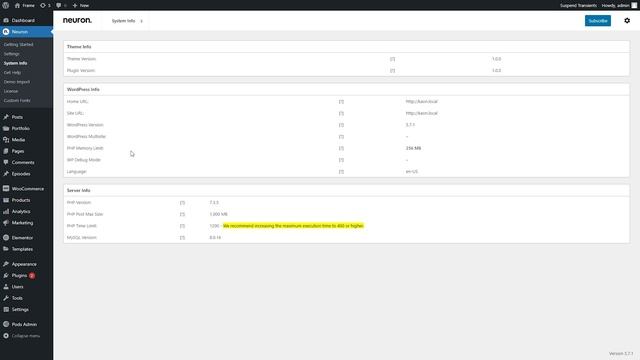 How to use the System Status tab with NeuronThemes in WordPress смотреть онлайн