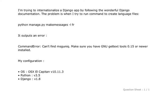 Django : Can't find msguniq. Make sure you have GNU gettext tools 0.15 or newer installed. (Django смотреть онлайн
