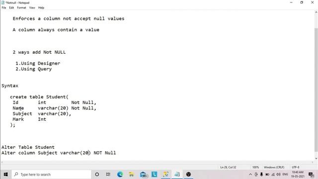 SQL Constraints | NOT NULL смотреть онлайн