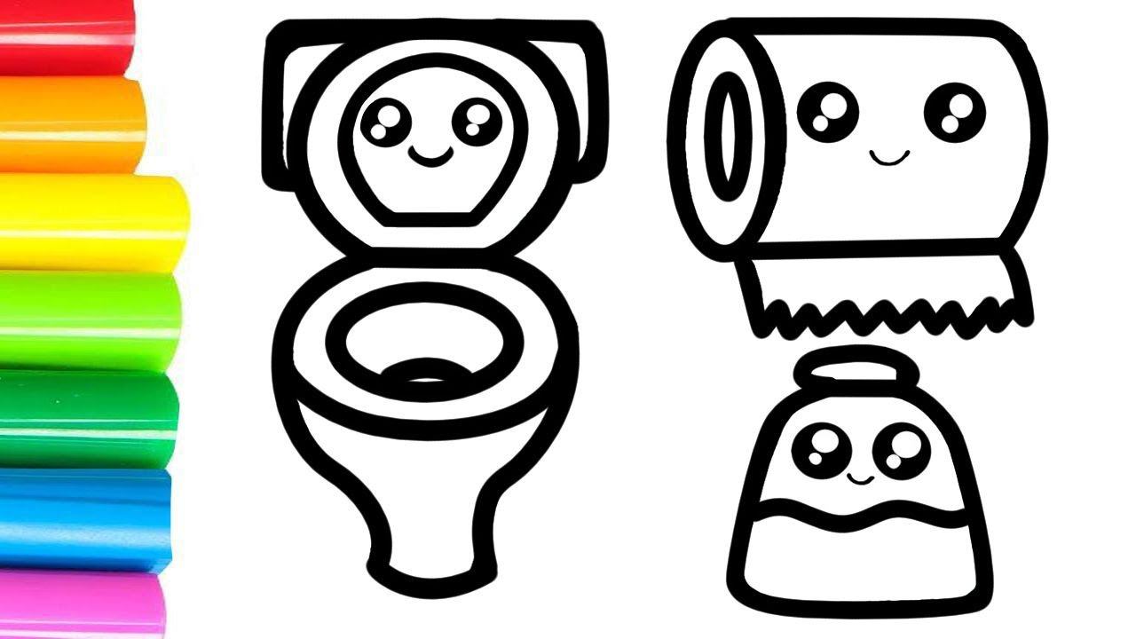 How to draw a toilet bowl and toilet paper /Cómo dibujar un inodoro y papel higiénico para niños смотреть онлайн