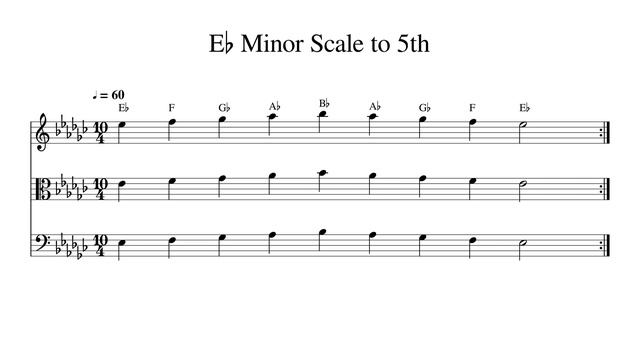 E♭ E Flat Minor Scale to 5th at 60bpm Backing Track BnW смотреть онлайн