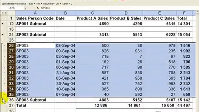 Group and Ungroup rows/ columns in Excel 2003. Easily hide/ unhide with + button. смотреть онлайн