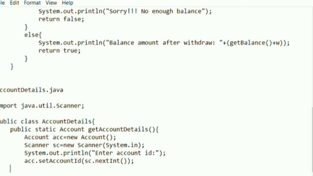 Bank Account Details Java Program смотреть онлайн