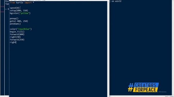 How To Draw Ukraine Flag With Python - Python Turtle