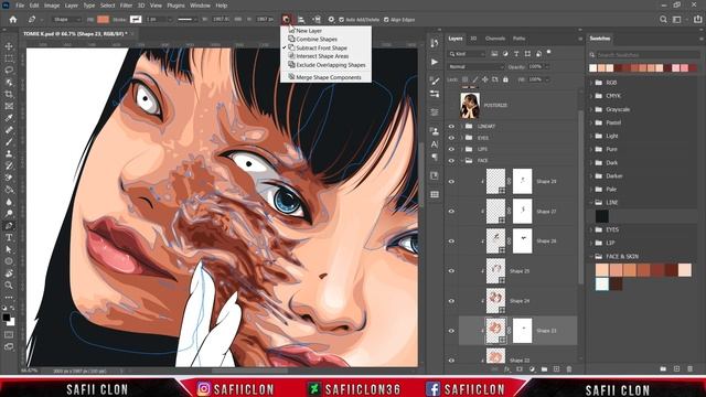 [ Photoshop Tutorial ] TOMIE KAWAKAMI Vexel art - PART 5 FACE 2 смотреть онлайн