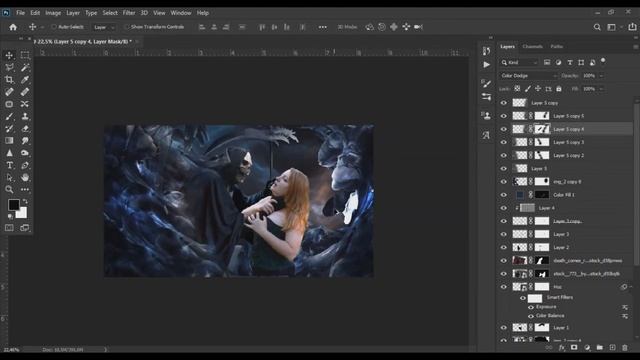 photo manipulation - Dark Tutorial in adobe photoshop cc mac / windows смотреть онлайн