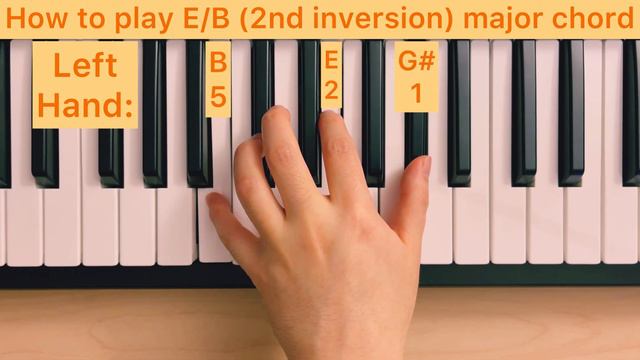 Piano Lesson 118: How to play E/B (2nd inversion) major chord with the left hand tutorial смотреть онлайн